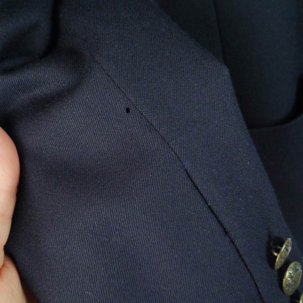 J Peterman Women's Double Breasted Blazer Navy Blue Gold Buttons 14 Wool Vintage - Picture 10 of 16